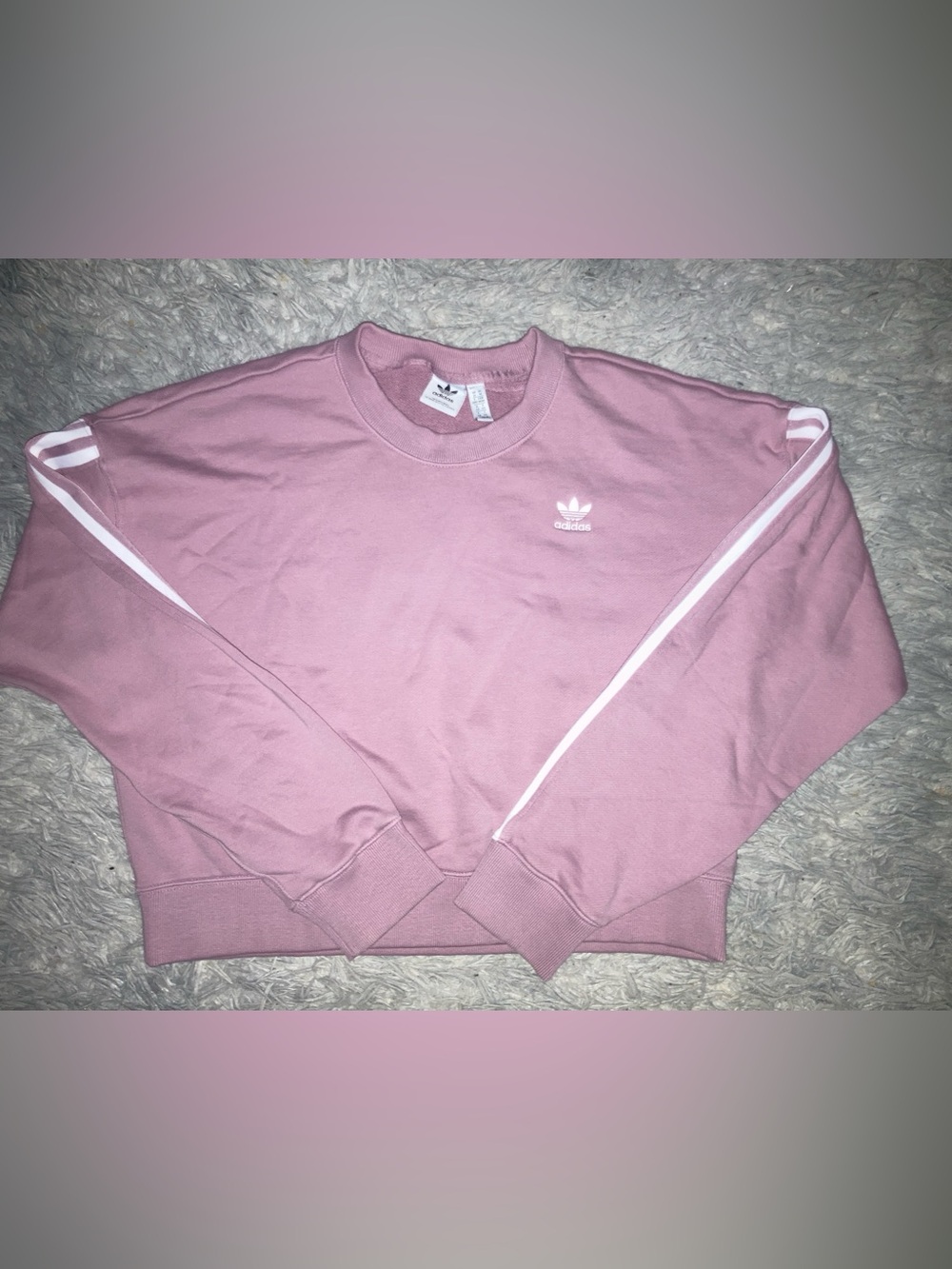 adidas Pink Women's Crewneck Sweatshirt with White Stripe